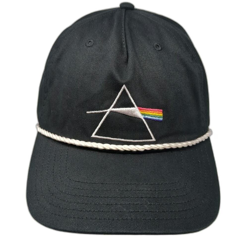 Pink Floyd Black 5 Panel One Size Hat Dark Side of the Moon Snapback Rope